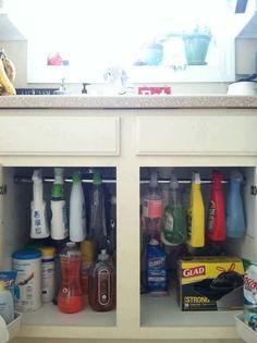 Tension Rod Spray Bottle Rack